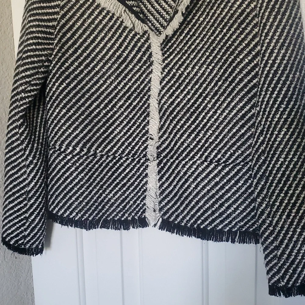 Mango Black and White Striped Blazer - Picture 3 of 4